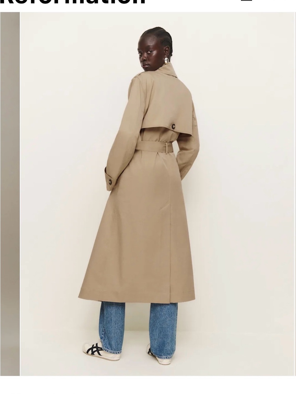 Reformation Matteo Trench Coat in Khaki - Picture 2 of 3